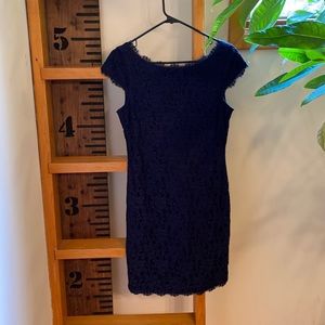 Eliza J Navy lace sheath dress